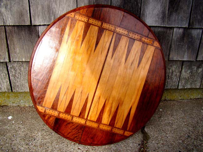 A beautiful antique fruitwood inlaid double side games board for chess, checkers, backgammon and cribbage circa 1890 — image 2